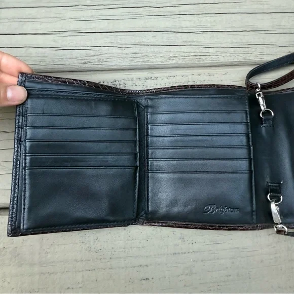 Brighton Black and Brown Leather Crossbody Wallet - Picture 7 of 15